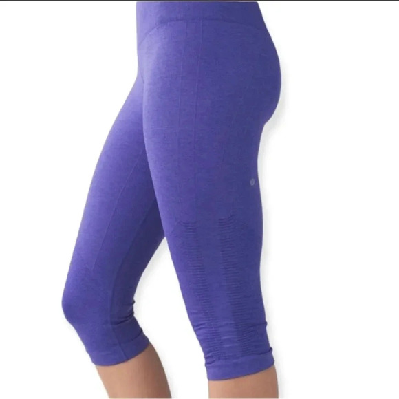 Lululemon In The Flow Crop II Heathered Purple Leggings Size 6 - Picture 2 of 16